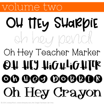 Preview of Oh Hey Fonts: Volume 2 - Teacher Bulletin Board Fonts - Font Bundle