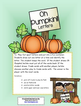Preview of Oh Pumpkin! Letters ~ A letter recognition Game