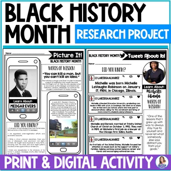 Preview of Black History Month Research Activities - Social Media Project - Posters - Decor