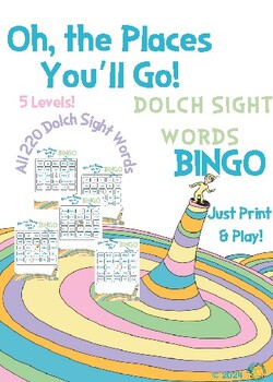 Preview of Oh, The Places You'll Go Dolch Sight Words Bingo Cards