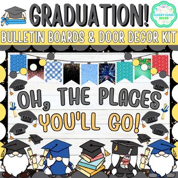 Preview of Oh, The Places You'll Go!: Graduation Gnomes Bulletin Boards And Door Decor Kits