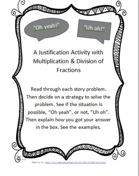 Preview of "Oh Yeah!" "Uh oh": A justification Game with Multiplying and Dividing Fractions