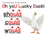 Oh You Lucky Duck Anchor Chart (Sight Words Should, Would, Could)