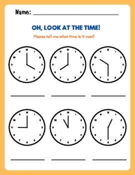 Preview of Oh, look at the time! Please tell me what time is it now?