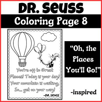 Oh, the Places You'll Go Quote Coloring Page | Dr. Seuss Inspired ...