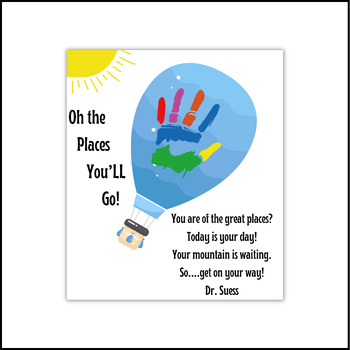 Preview of Oh the places you'll go Handprint Craft for Kids, Dr Seuss crafts for school,