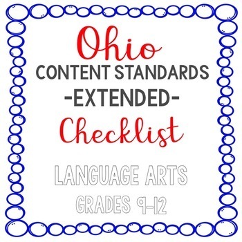 Preview of Ohio ELA Extended Standards Checklist Grades 9-12