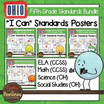 Preview of Ohio Fifth Grade Standards Bundle "I Can" Posters & Statement Cards