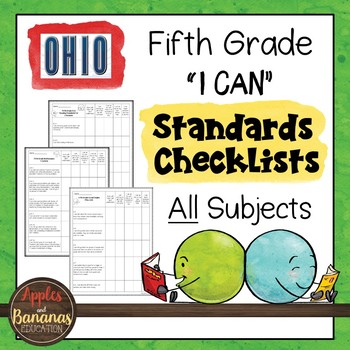 Preview of Ohio - Fifth Grade Standards Checklists for All Subjects  - "I Can"