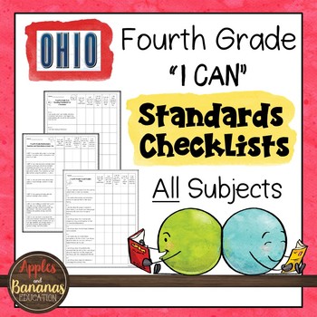 Preview of Ohio - Fourth Grade Standards Checklists for All Subjects  - "I Can"