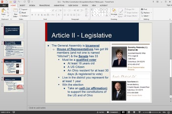 Preview of Ohio Government - The Ohio Constitution & Legislative Branch