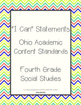 Preview of Ohio Grade 4 Social Studies: I Can Statements