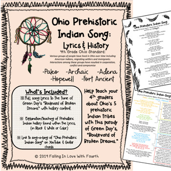 Preview of Ohio Prehistoric Indian Educational Parody Song-4th Grade Standards