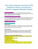 Ohio School ETR Individual Evaluator’s Assessment for SLP 