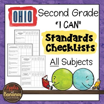 Preview of Ohio - Second Grade Standards Checklists for All Subjects  - "I Can"