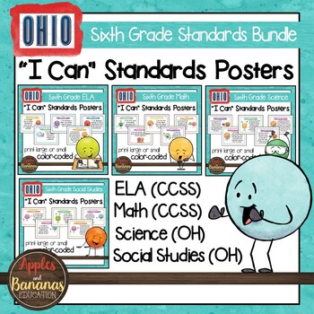 Preview of Ohio Sixth Grade Standards Bundle "I Can" Posters & Statement Cards