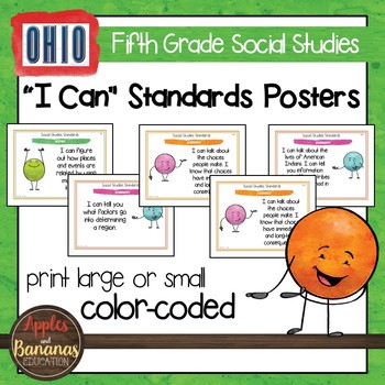 Preview of Ohio Social Studies I Can Standards - Fifth Grade Posters