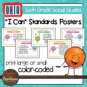 Preview of Ohio Social Studies I Can Standards - Sixth Grade Posters