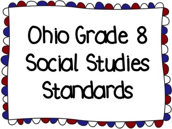 Preview of Ohio Social Studies Standards & I Can Statements 8th Grade
