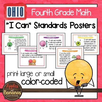 Preview of Ohio Standards for Fourth Grade MATH "I Can" Posters