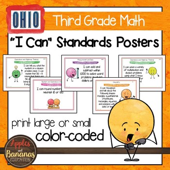 Preview of Ohio Standards for Third Grade MATH "I Can" Posters