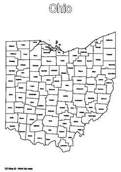 Preview of Ohio State Map with Counties Coloring and Learning