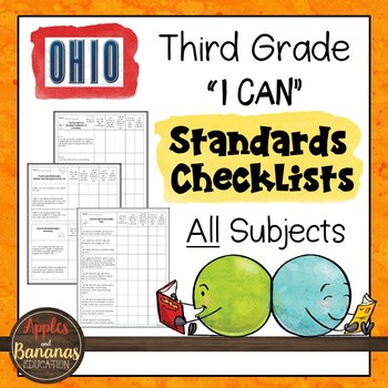 Preview of Ohio - Third Grade Standards Checklists for All Subjects  - "I Can"