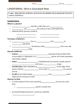 Preview of Ohio's Glaciers Guided Notes