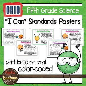 Preview of Ohio's Learning Standards for Science - Fifth Grade "I Can" Posters