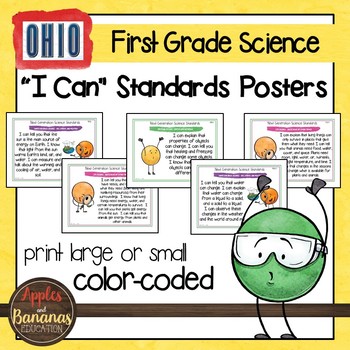 Preview of Ohio's Learning Standards for Science - First Grade "I Can" Posters