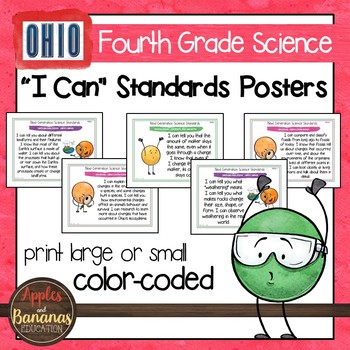Preview of Ohio's Learning Standards for Science - Fourth Grade "I Can" Posters