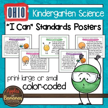 Preview of Ohio's Learning Standards for Science - Kindergarten "I Can" Posters