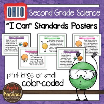 Preview of Ohio's Learning Standards for Science - Second Grade "I Can" Posters