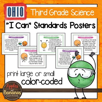 Preview of Ohio's Learning Standards for Science - Third Grade "I Can" Posters