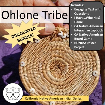 Preview of Ohlone Tribe California Native American Text Games Lapbook Poster Project Bundle