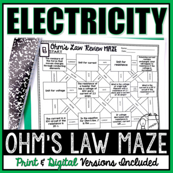 Preview of Ohm's Law (Electricity) Maze Worksheet [Print & Digital for Distance Learning]