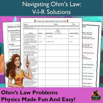 Preview of Ohm's Law Problems Worksheet with Lesson Plan, Notes Page & More!