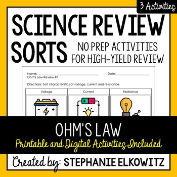 Preview of Ohm's Law Review Sort | Printable, Digital & Easel