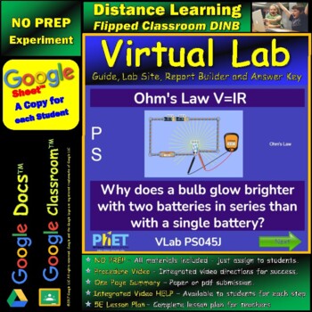 Preview of Ohm's Law V=IR STAR* Virtual Lab Google Docs™ DINB