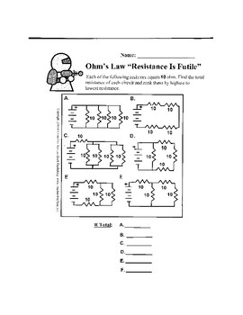 Ohms Law Worksheet  Rcnschool