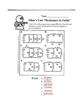 Preview of Resistance is Futile - Calculating the Resistance in a Circuit Ohm's Law