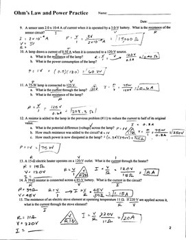 Ohm S Law And Power Equation Practice Worksheet Answers  Breadandhearth