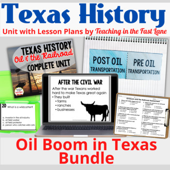 Preview of Oil Boom and the Railroad in Texas Unit Bundle - Texas History Activities