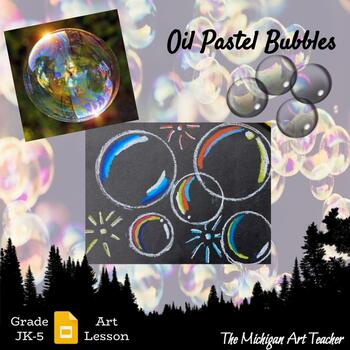 Preview of Oil Pastel Bubbles Art Project - Elementary Art Activity - Art Lesson