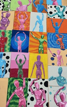 Preview of Oil Pastel Mannequin Drawing Lesson