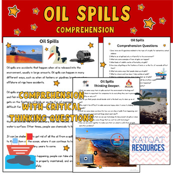 Preview of Oil Spills - Comprehension and Critical Thinking Skills