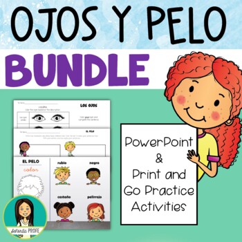 Preview of Ojos y Pelo , Spanish Eyes & Hair Description Mini Bundle