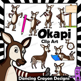 Okapi Clip Art with Signs - Letter O in Alphabet Animal Series