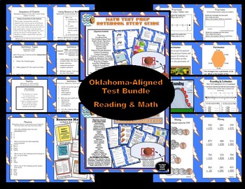Preview of Oklahoma Aligned Reading & Math Test Prep Bundle (Sports Themed)
