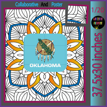 Preview of Oklahoma Day Collaborative coloring Sheets poster Bulletin Board Craft